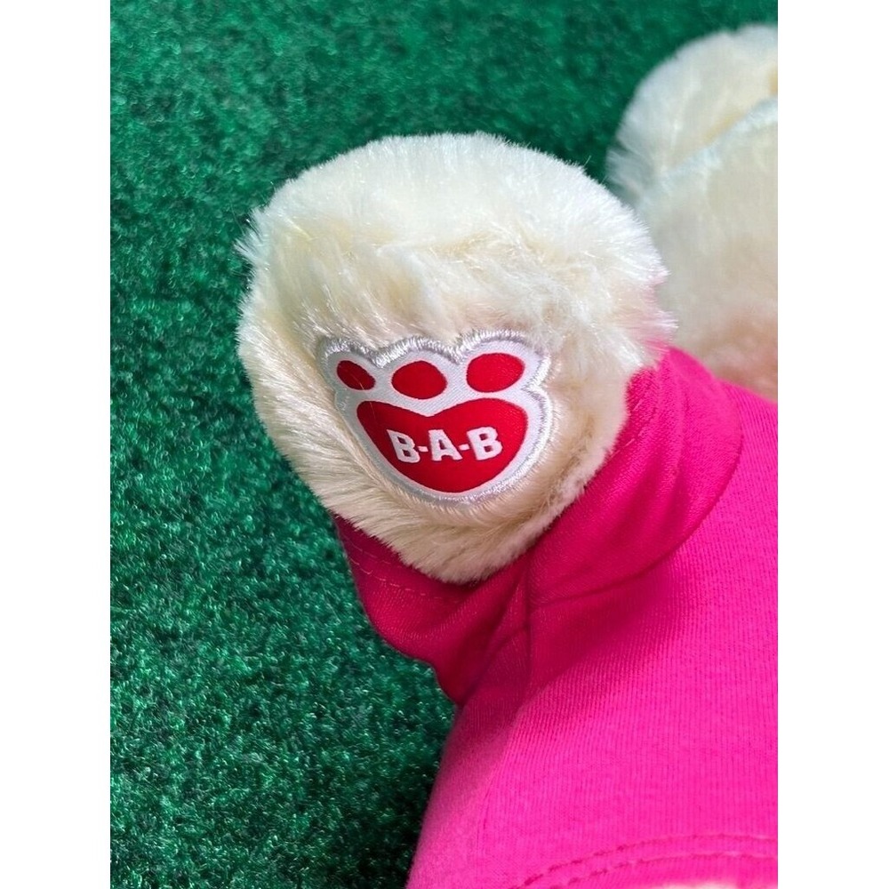 Build-A-Bear Workshop Cream Teddy Bear Plush in Pink "Happy Birthday" Shirt - Picture 3 of 7